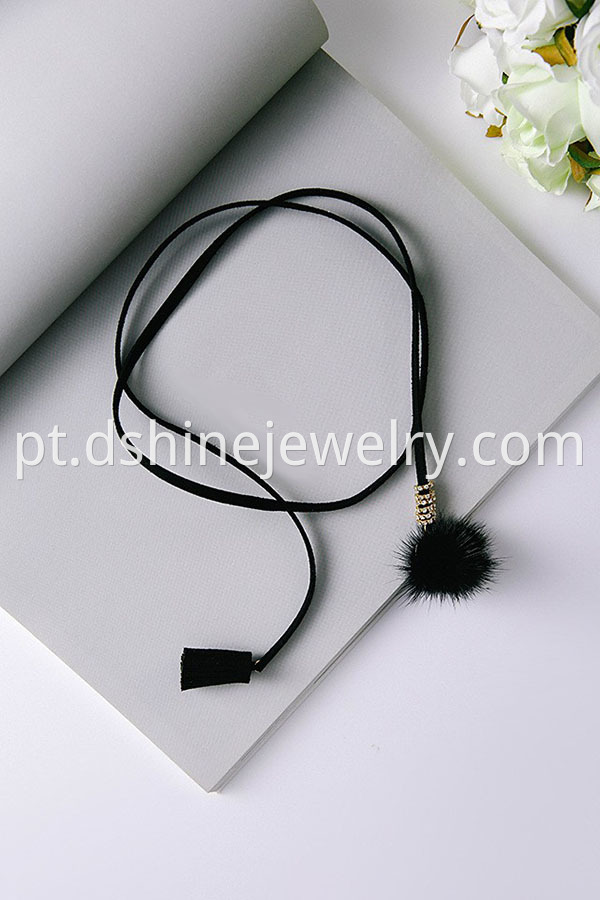 Black Velvet Leather Tassel Necklaces